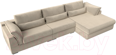 Диван угловой Лига Диванов Пекин Long правый (микровельвет бежевый)