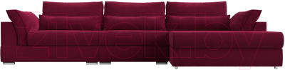 Диван угловой Лига Диванов Пекин Long правый (микровельвет бордовый)