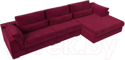 Диван угловой Лига Диванов Пекин Long правый (микровельвет бордовый)