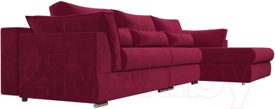 Диван угловой Лига Диванов Пекин Long правый (микровельвет бордовый)