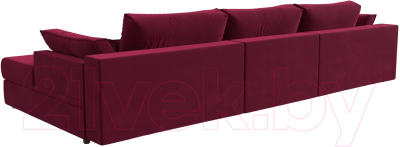 Диван угловой Лига Диванов Пекин Long правый (микровельвет бордовый)