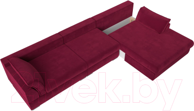 Диван угловой Лига Диванов Пекин Long правый (микровельвет бордовый)