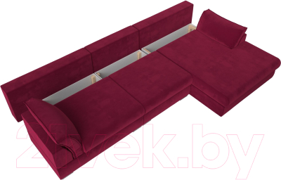 Диван угловой Лига Диванов Пекин Long правый (микровельвет бордовый)