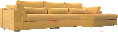 Диван угловой Лига Диванов Пекин Long правый (микровельвет желтый) - фото