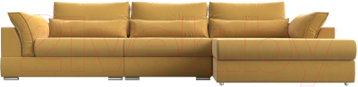 Диван угловой Лига Диванов Пекин Long правый (микровельвет желтый)