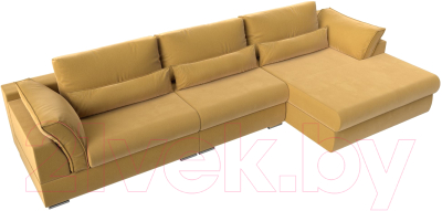 Диван угловой Лига Диванов Пекин Long правый (микровельвет желтый)