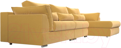 Диван угловой Лига Диванов Пекин Long правый (микровельвет желтый)