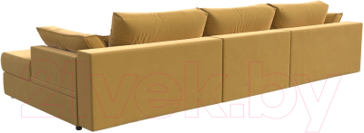 Диван угловой Лига Диванов Пекин Long правый (микровельвет желтый)