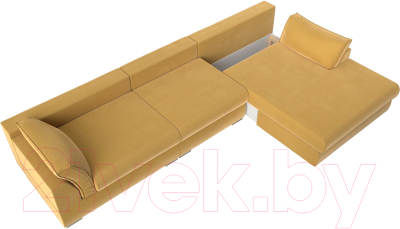 Диван угловой Лига Диванов Пекин Long правый (микровельвет желтый)