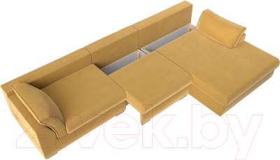 Диван угловой Лига Диванов Пекин Long правый (микровельвет желтый)