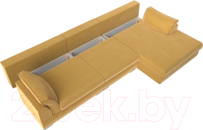 Диван угловой Лига Диванов Пекин Long правый (микровельвет желтый)