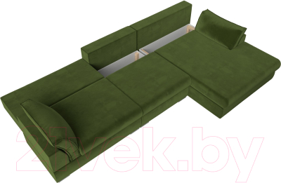 Диван угловой Лига Диванов Пекин Long правый (микровельвет зеленый)
