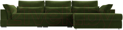 Диван угловой Лига Диванов Пекин Long правый (микровельвет зеленый)