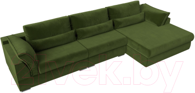 Диван угловой Лига Диванов Пекин Long правый (микровельвет зеленый)