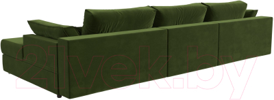 Диван угловой Лига Диванов Пекин Long правый (микровельвет зеленый)