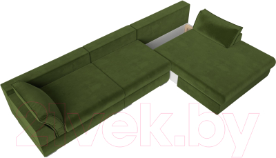 Диван угловой Лига Диванов Пекин Long правый (микровельвет зеленый)