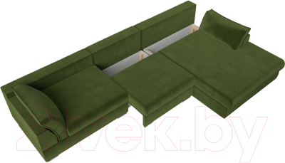Диван угловой Лига Диванов Пекин Long правый (микровельвет зеленый)