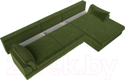 Диван угловой Лига Диванов Пекин Long правый (микровельвет зеленый)