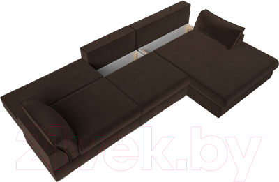 Диван угловой Лига Диванов Пекин Long правый (микровельвет коричневый)