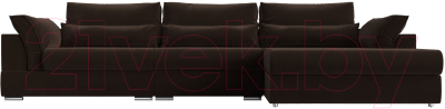 Диван угловой Лига Диванов Пекин Long правый (микровельвет коричневый)