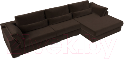 Диван угловой Лига Диванов Пекин Long правый (микровельвет коричневый)