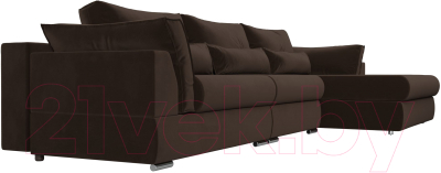 Диван угловой Лига Диванов Пекин Long правый (микровельвет коричневый)