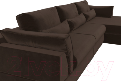 Диван угловой Лига Диванов Пекин Long правый (микровельвет коричневый)