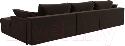 Диван угловой Лига Диванов Пекин Long правый (микровельвет коричневый)