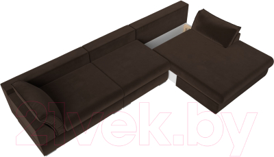 Диван угловой Лига Диванов Пекин Long правый (микровельвет коричневый)