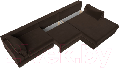 Диван угловой Лига Диванов Пекин Long правый (микровельвет коричневый)
