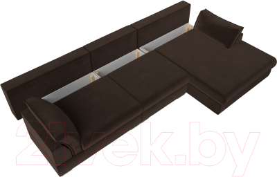 Диван угловой Лига Диванов Пекин Long правый (микровельвет коричневый)
