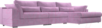 Диван угловой Лига Диванов Пекин Long правый (микровельвет сиреневый) - фото