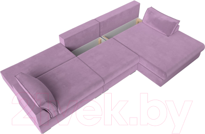 Диван угловой Лига Диванов Пекин Long правый (микровельвет сиреневый)