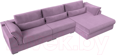 Диван угловой Лига Диванов Пекин Long правый (микровельвет сиреневый)