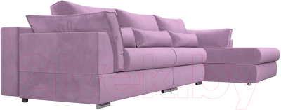Диван угловой Лига Диванов Пекин Long правый (микровельвет сиреневый)