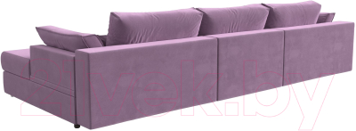 Диван угловой Лига Диванов Пекин Long правый (микровельвет сиреневый)
