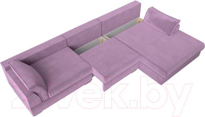 Диван угловой Лига Диванов Пекин Long правый (микровельвет сиреневый)