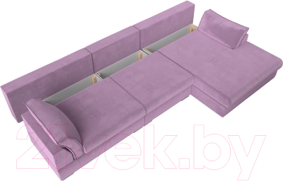 Диван угловой Лига Диванов Пекин Long правый (микровельвет сиреневый)