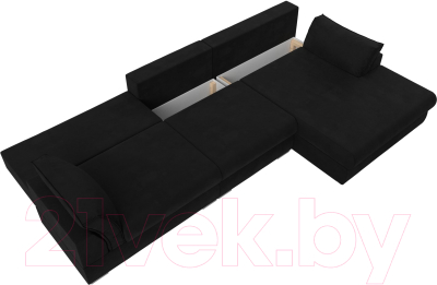 Диван угловой Лига Диванов Пекин Long правый (микровельвет черный)