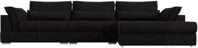 Диван угловой Лига Диванов Пекин Long правый (микровельвет черный)