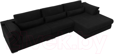Диван угловой Лига Диванов Пекин Long правый (микровельвет черный)