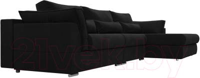 Диван угловой Лига Диванов Пекин Long правый (микровельвет черный)