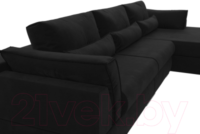 Диван угловой Лига Диванов Пекин Long правый (микровельвет черный)