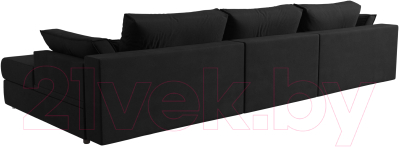 Диван угловой Лига Диванов Пекин Long правый (микровельвет черный)