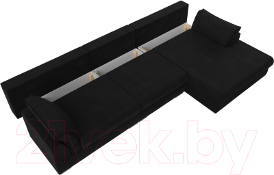 Диван угловой Лига Диванов Пекин Long правый (микровельвет черный)