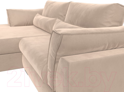 Диван угловой Лига Диванов Пекин левый (велюр бежевый)