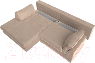 Диван угловой Лига Диванов Пекин левый (велюр бежевый)