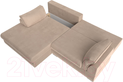 Диван угловой Лига Диванов Пекин левый (велюр бежевый)