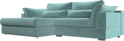 Диван угловой Лига Диванов Пекин левый (велюр бирюзовый) - фото