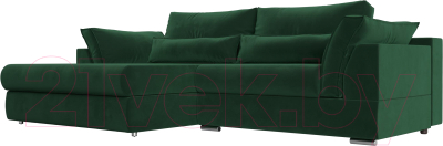 Диван угловой Лига Диванов Пекин левый (велюр зеленый) - фото